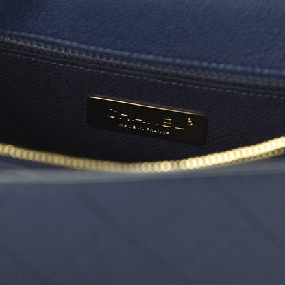 Chanel Grained Calfskin Stitched Flap Navy Blue 9 of 12