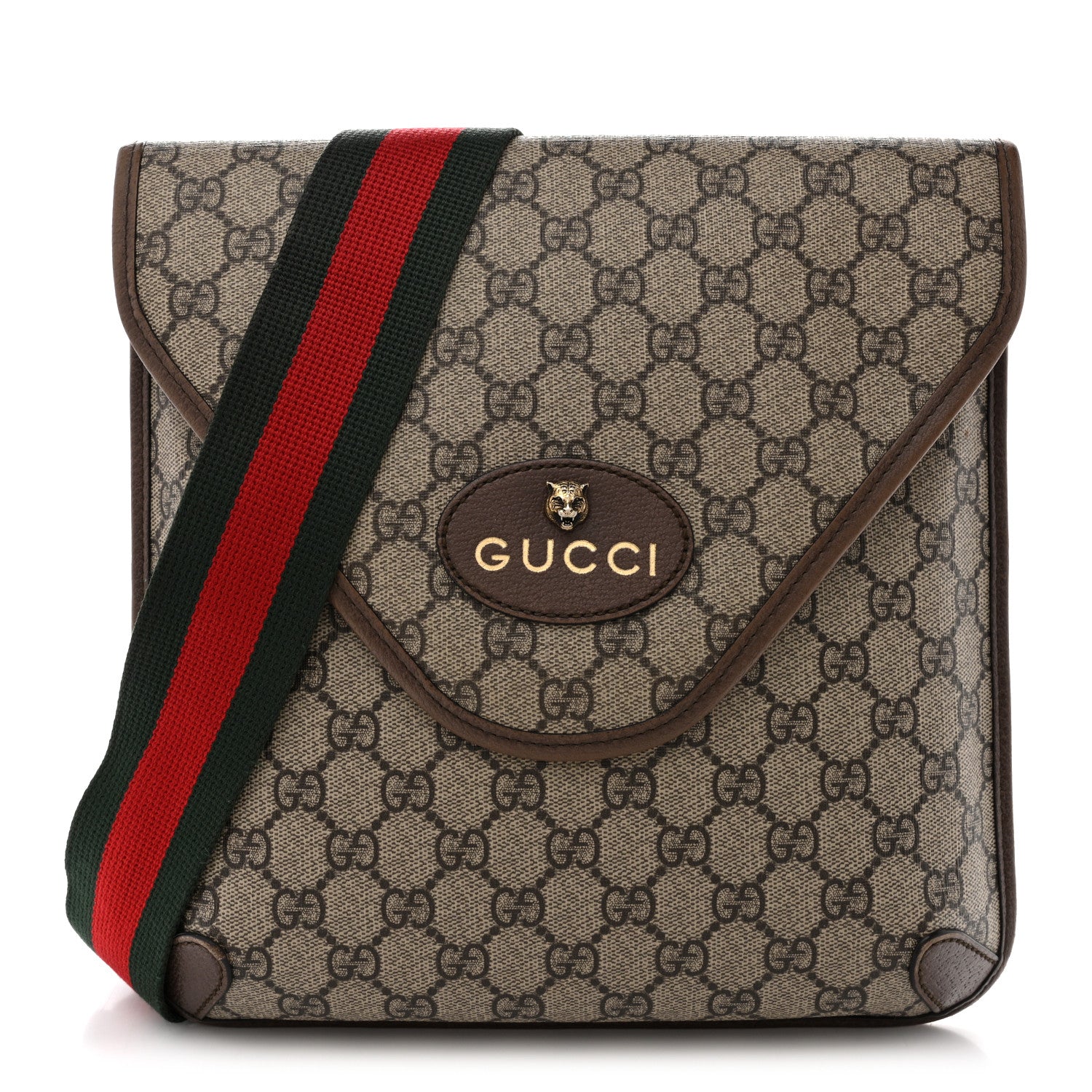 Gucci GG Supreme Monogram Web Medium Neo Vintage Flap Messenger Bag Beige New Acero 1 of 13