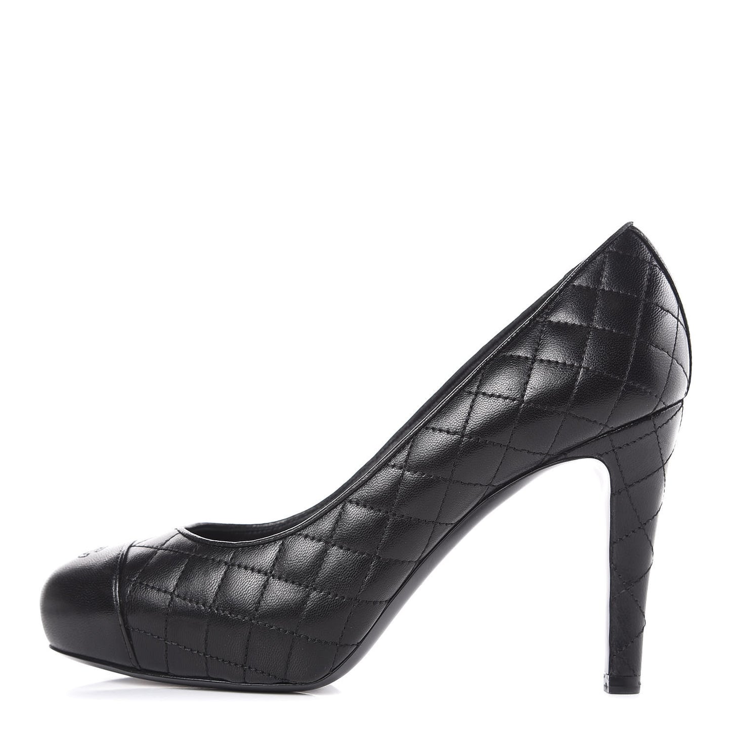 Lambskin Quilted Cap Toe Pumps 37 Black