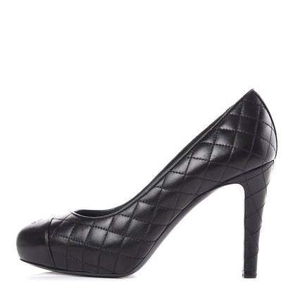 Chanel Lambskin Quilted Cap Toe Pumps 37 Black 1 of 8