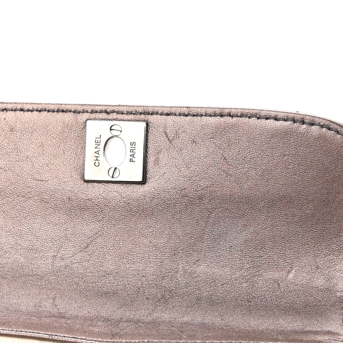 Metallic Lambskin Quilted Chocolate Bar 3 Chain Flap Bronze