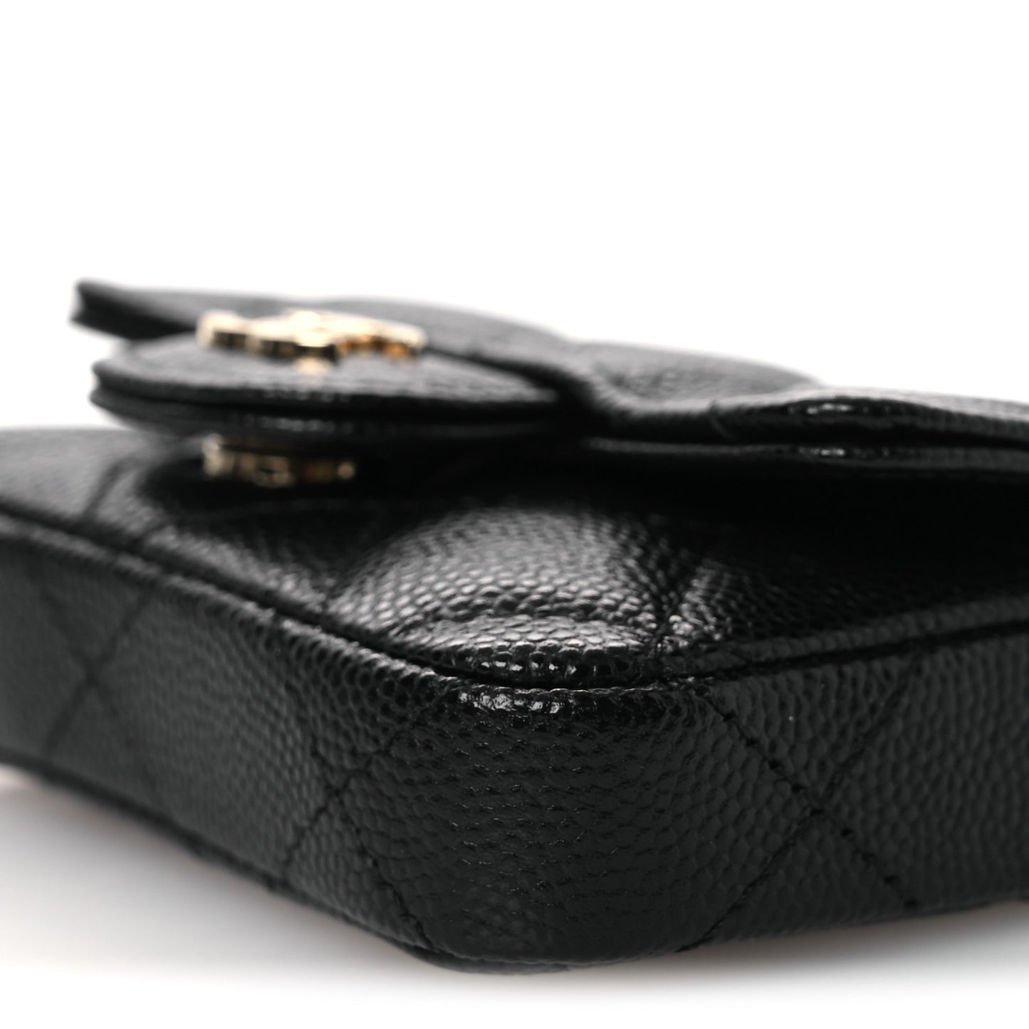 Caviar Quilted Mini Chain Belt Bag Black