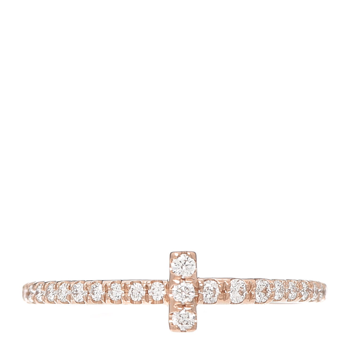 Tiffany 18K Rose Gold Diamond T Wire Pave Ring 45 3.25 1 of 5