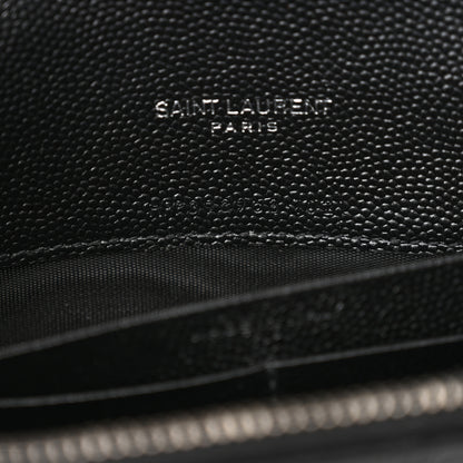 Saint Laurent Grain De Poudre Matelasse Chevron Monogram Envelope Chain Wallet Black 7 of 11