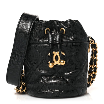 Chanel Caviar Quilted Twist Your Buttons Micro Bucket Bag Black 1 of 9