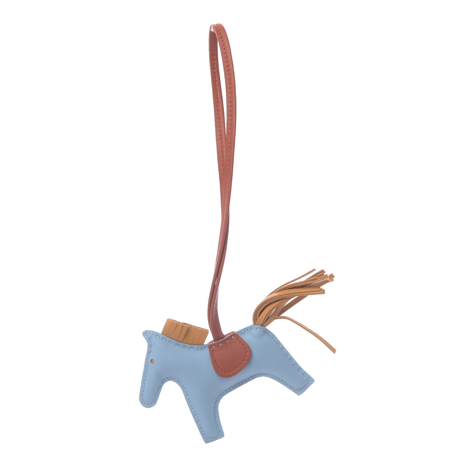 Hermes Milo Lambskin Grigri Rodeo Horse Bag Charm PM Celeste Naturel Bouton D'Or Cornaline 1 of 5