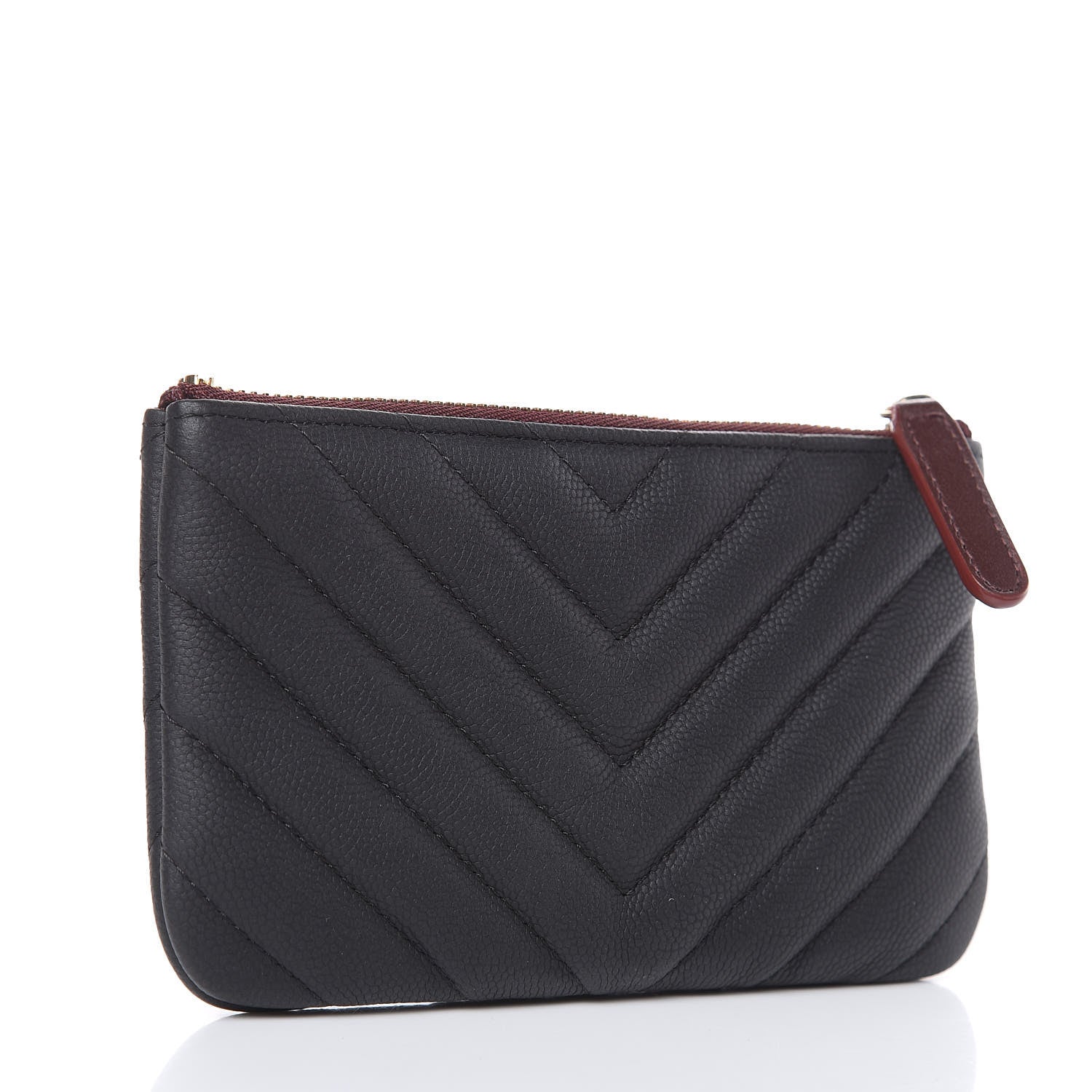 Chanel Caviar Chevron Quilted Small Cosmetic Case Black 3 of 8