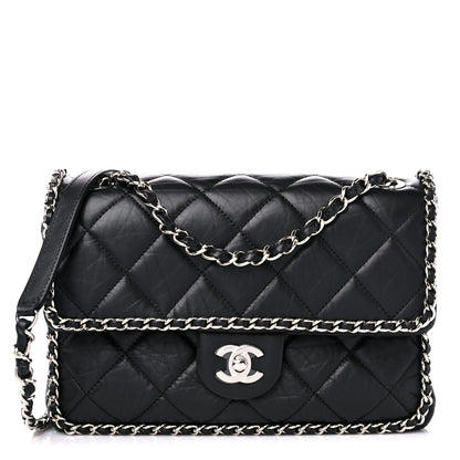 Chanel Crumpled Calfskin Medium Chain All Over Flap Black 1 of 9
