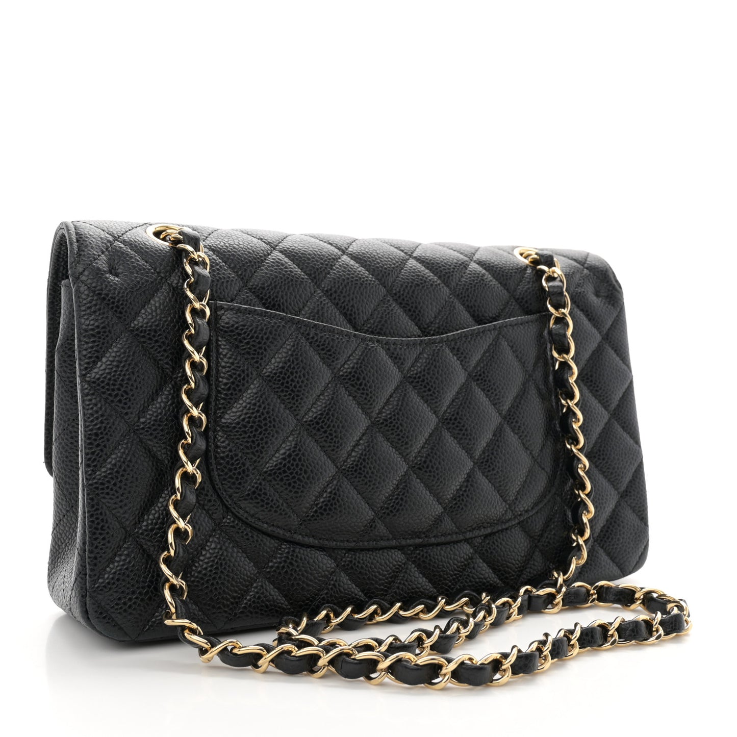 Caviar Quilted Medium Double Flap Black