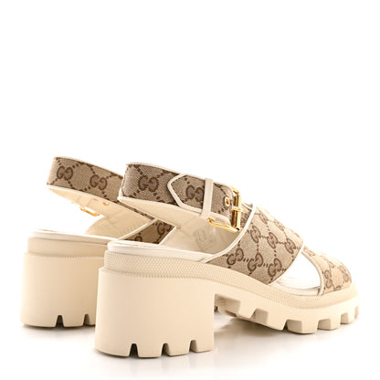 Gucci Monogram Granada Kid Trip 40/72mm Lug Sole Sandals 40.5 Beige Ebony Mystic White 5 of 13