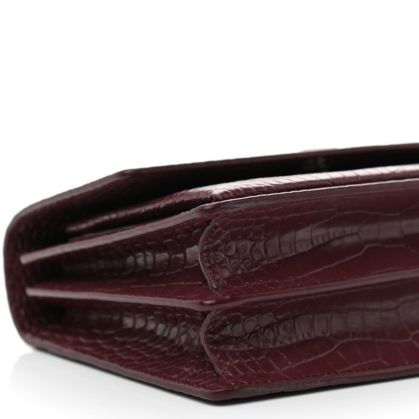 Calfskin Crocodile Embossed Medium Monogram Sunset Rouge Legion