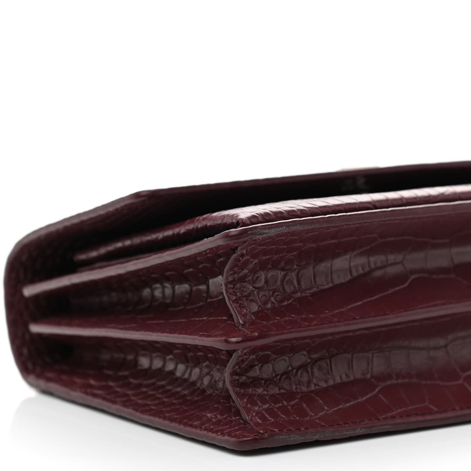 Saint Laurent Calfskin Crocodile Embossed Medium Monogram Sunset Rouge Legion 9 of 10