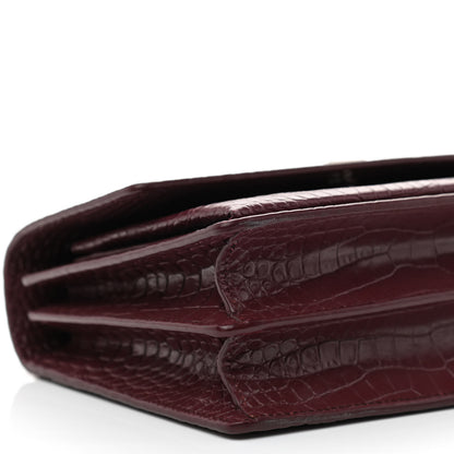 Saint Laurent Calfskin Crocodile Embossed Medium Monogram Sunset Rouge Legion 9 of 10