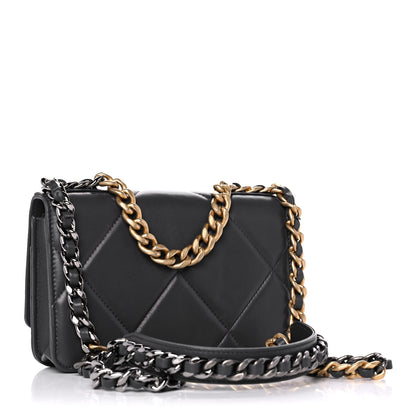Chanel Lambskin Quilted Chanel 19 Wallet On Chain WOC Dark Grey 3 of 17