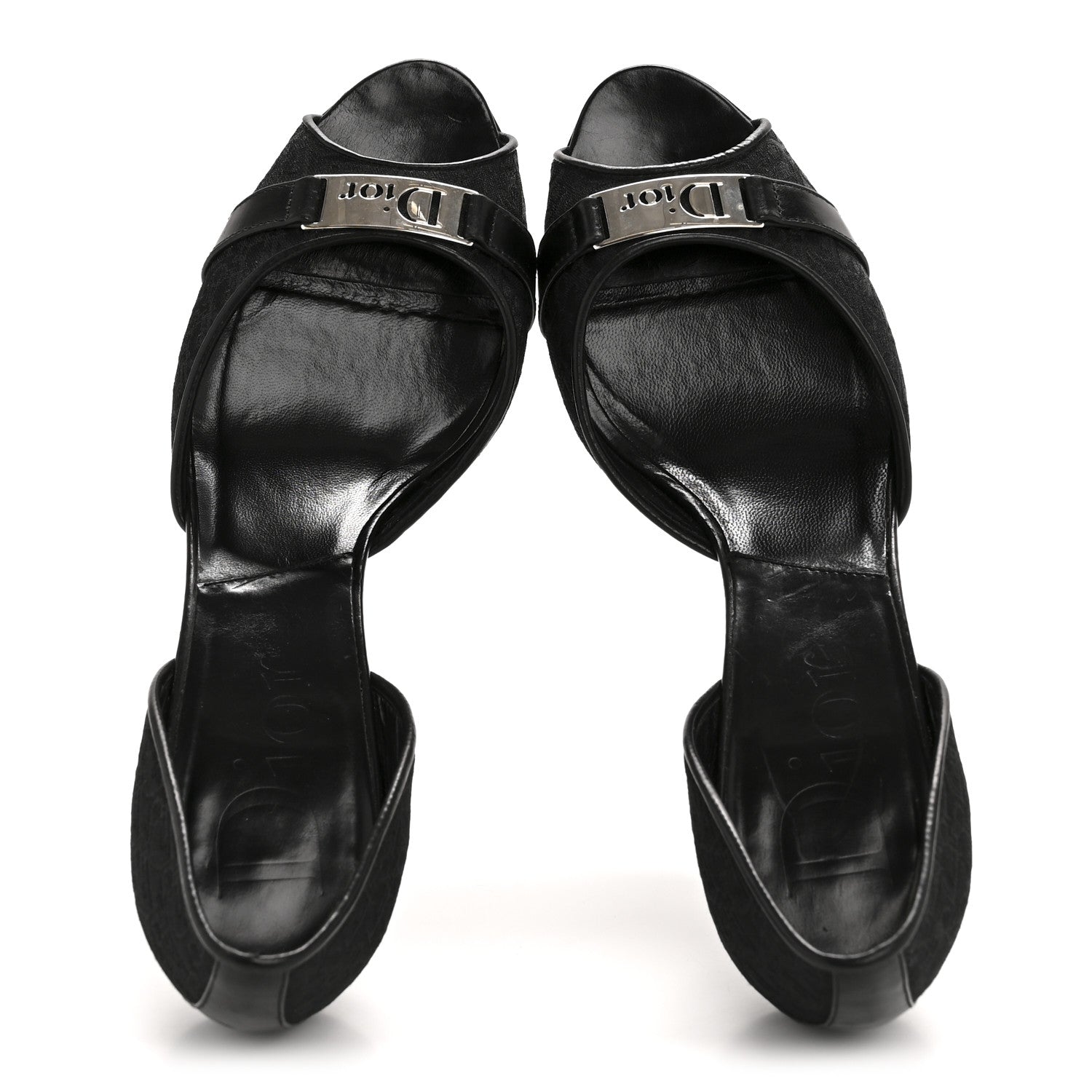 Christian Dior Canvas Monogram Sandals 37.5 Black 2 of 11