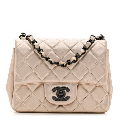 Chanel Metallic Lambskin Quilted Mini Square Flap Gold Black 1 of 10