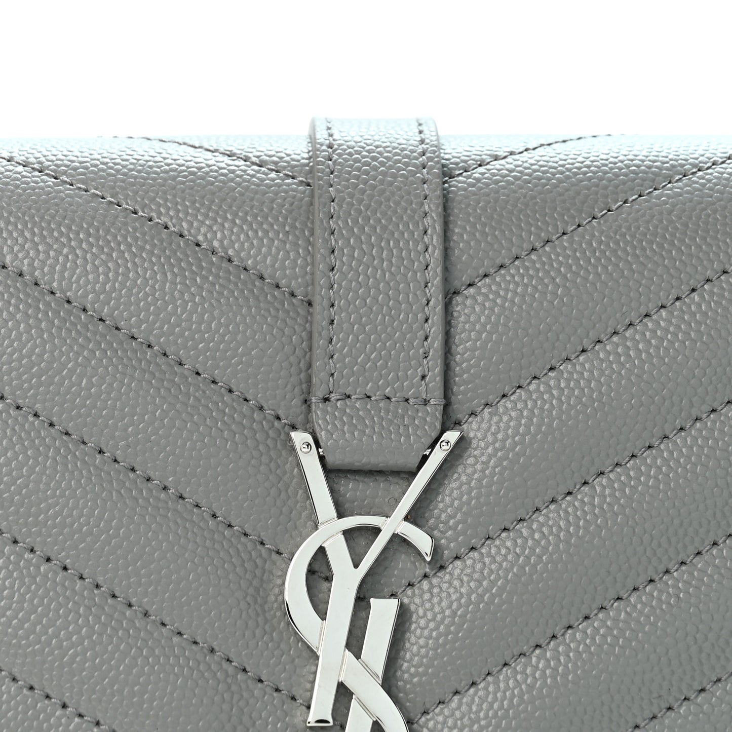 Grain De Poudre Textured Mixed Matelasse Triquilt Monogram Clutch New Stone Grey