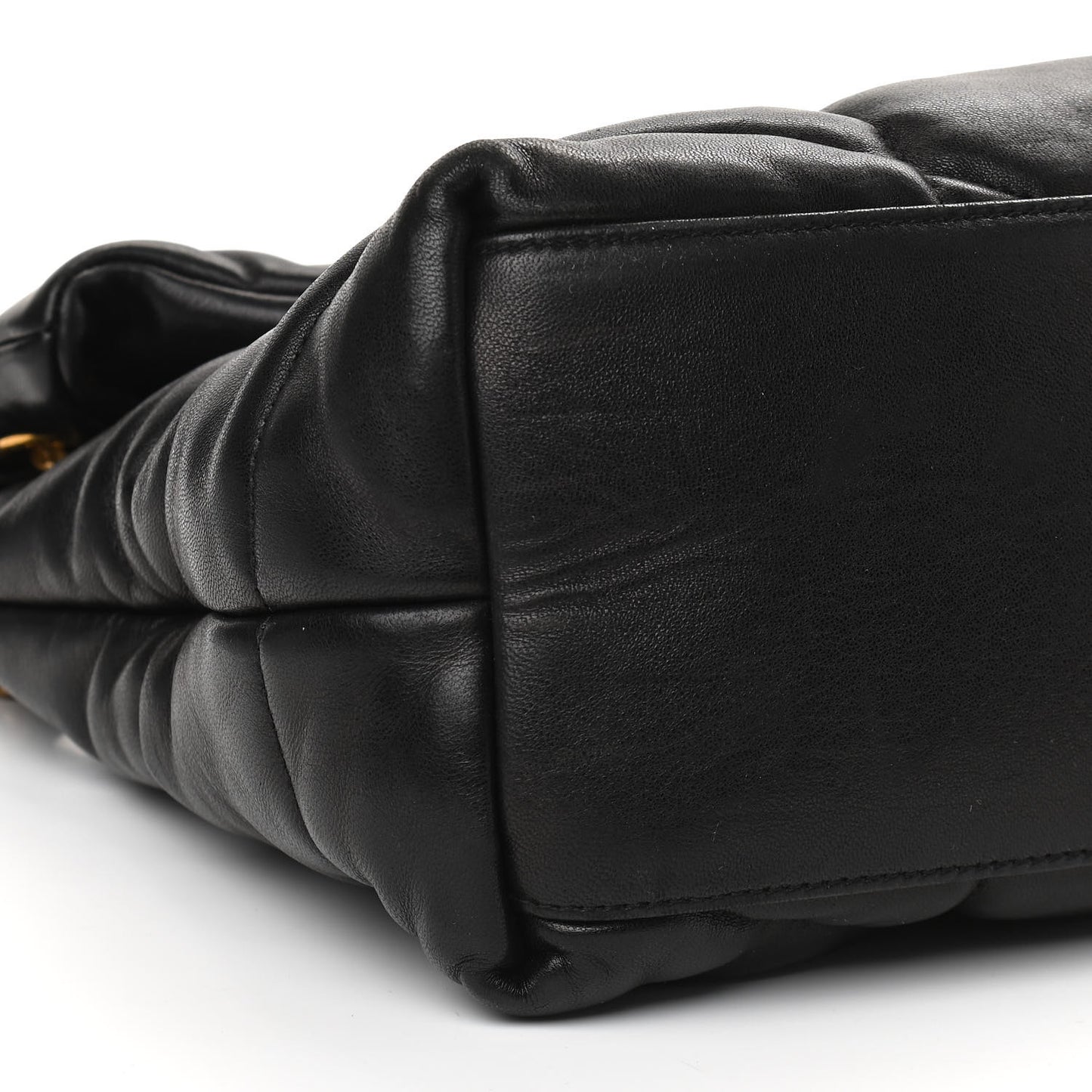 Lambskin Quilted Medium Loulou Puffer Monogram Chain Satchel Black