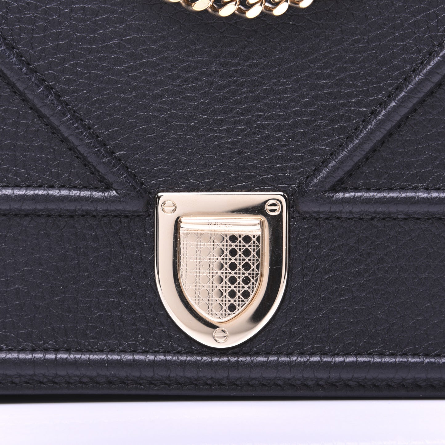 Grained Calfskin Diorama Wallet on Chain Pouch Black