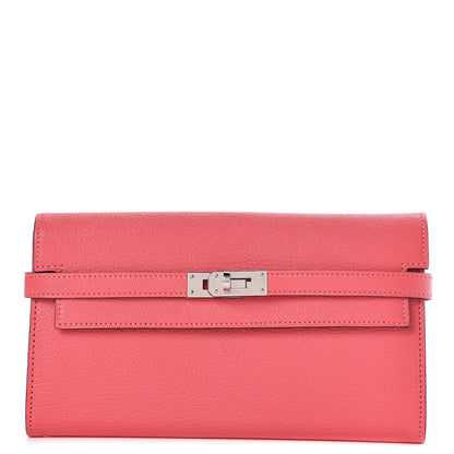 Hermes Chevre Mysore Kelly Longue Wallet Rose Lipstick 1 of 10