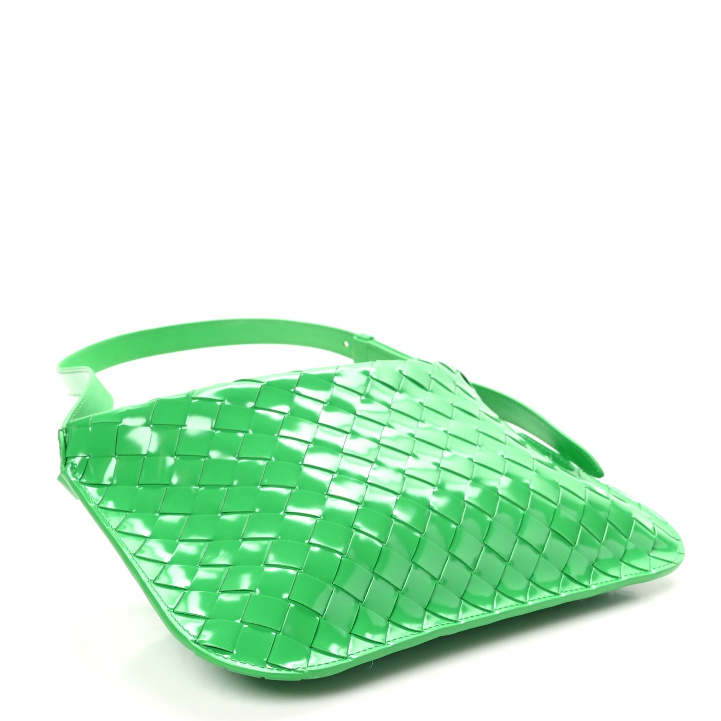 Brushed Calfskin Intrecciato Cradle Fold Over Shoulder Bag Parakeet