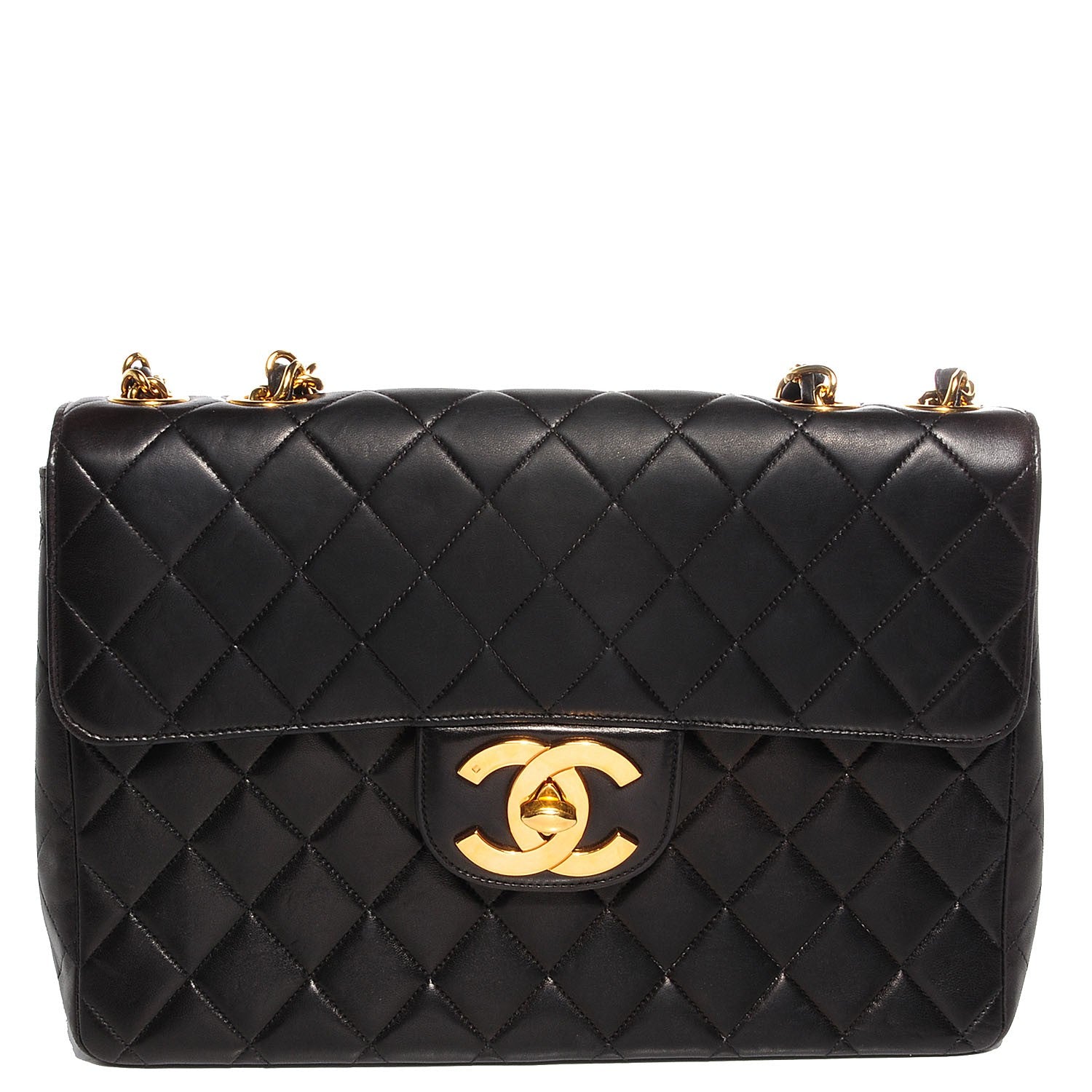 Chanel Lambskin Quilted Jumbo Flap Black 1 of 8
