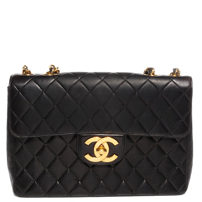 Chanel Lambskin Quilted Jumbo Flap Black 1 of 8