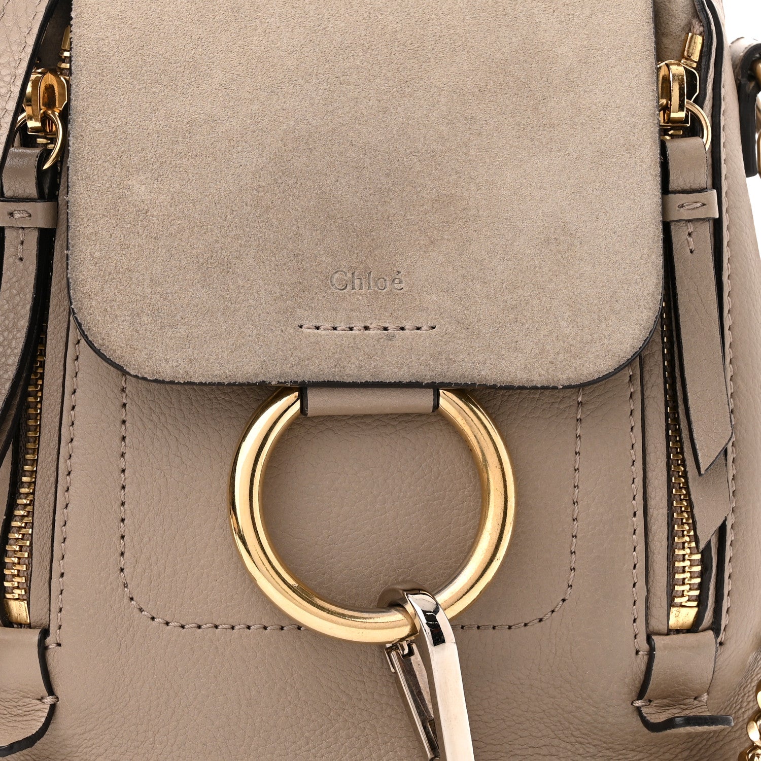 Chloe Suede Calfskin Mini Faye Backpack Motty Grey 8 of 16