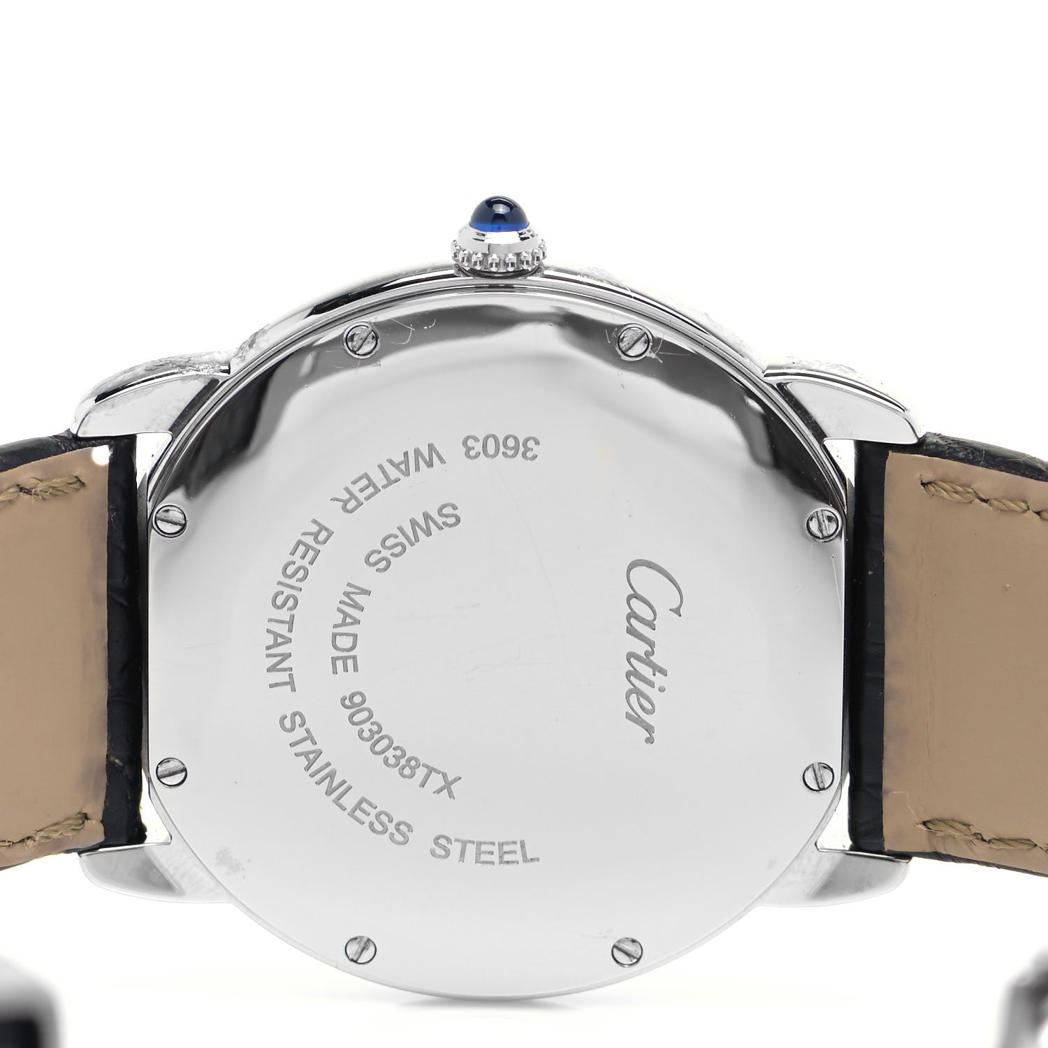Cartier Stainless Steel Alligator 36mm Ronde Solo Quartz Watch 4 of 5