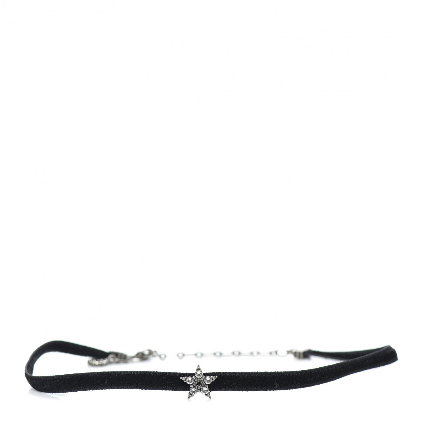 Velvet Crystal Star Choker Necklace Black