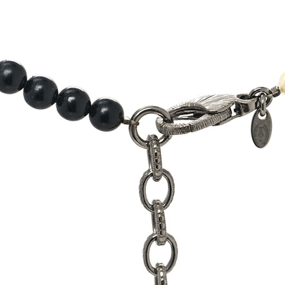 Chanel Graduated Pearl CC Long Necklace Ruthenium Grey Black 4 of 5