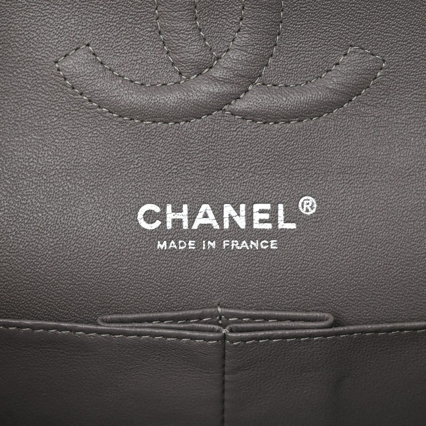 Caviar Quilted Medium Double Flap Grey
