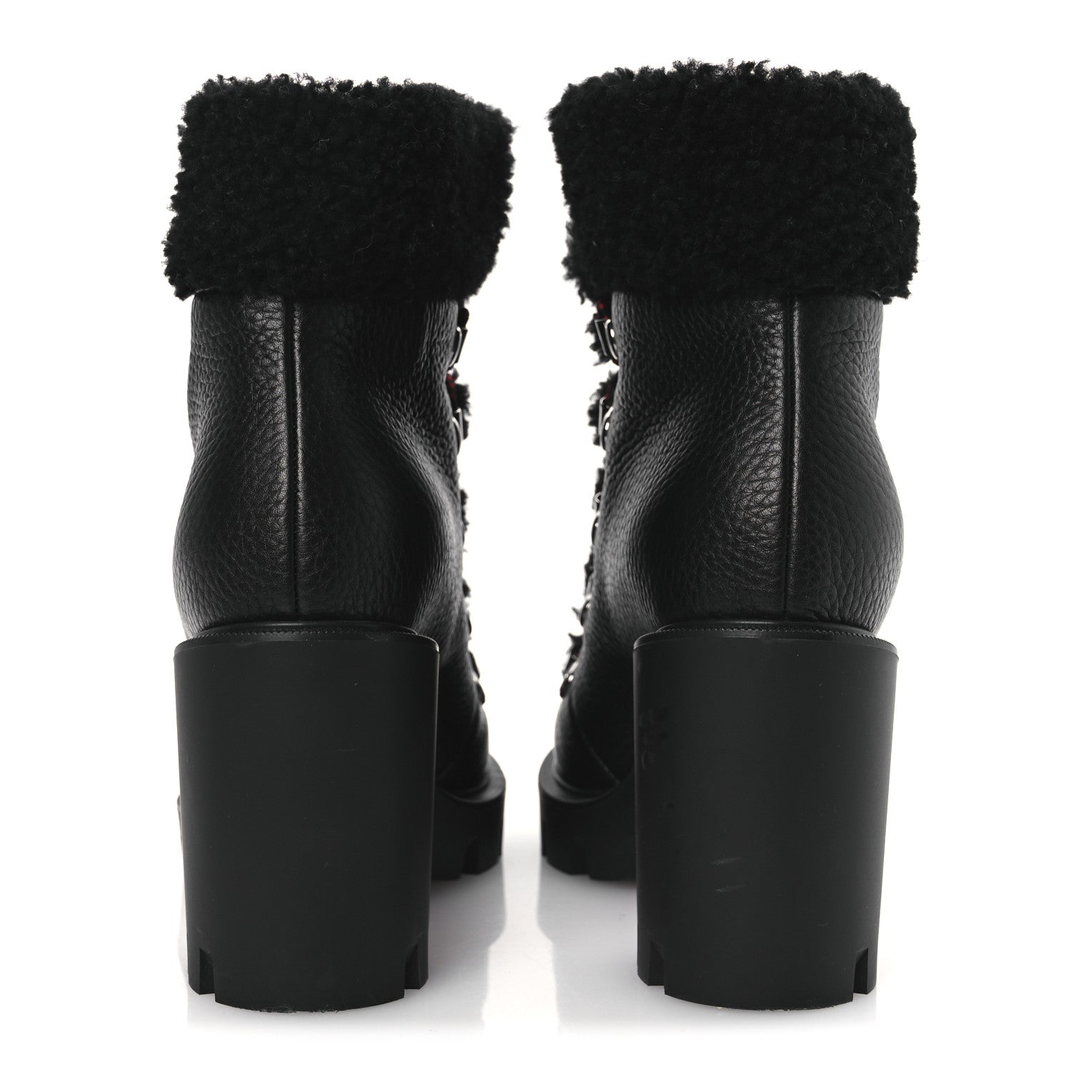Christian Louboutin Grained Calfskin Shearling Edelvizir 70 Ankle Boots 36 Black 6 of 10