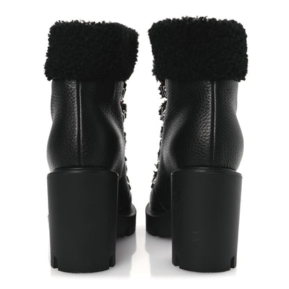 Christian Louboutin Grained Calfskin Shearling Edelvizir 70 Ankle Boots 36 Black 6 of 10