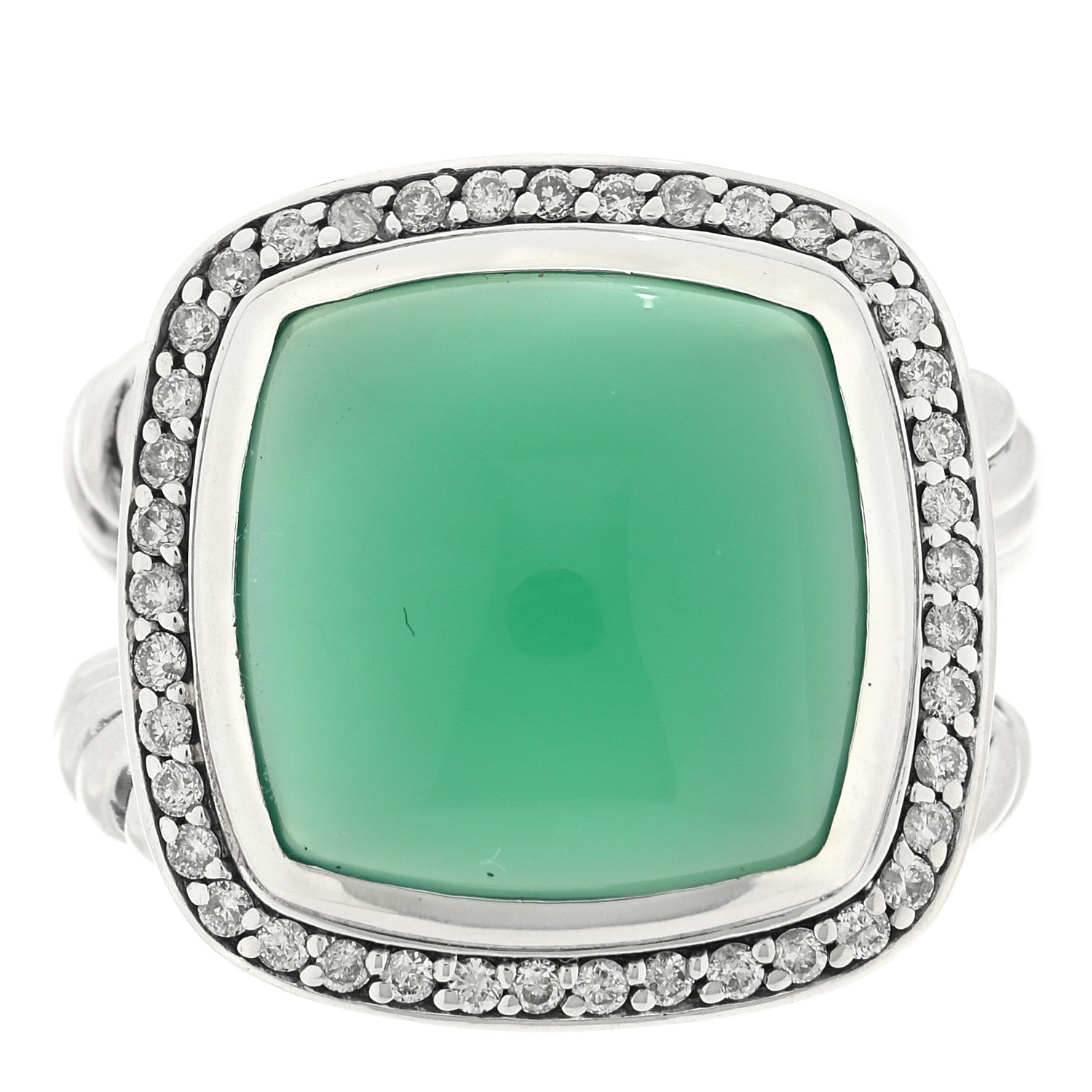 David Yurman Sterling Silver Diamond Green Onyx 14mm Albion Ring 50 5.5 1 of 4
