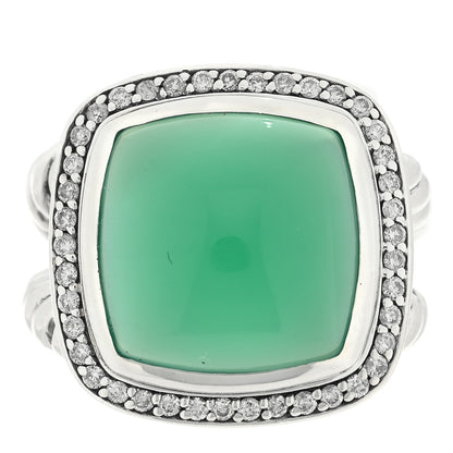 David Yurman Sterling Silver Diamond Green Onyx 14mm Albion Ring 50 5.5 1 of 4