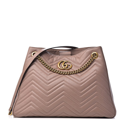 Gucci Calfskin Matelasse Medium GG Marmont Shoulder Tote Bag Porcelain Rose 1 of 13