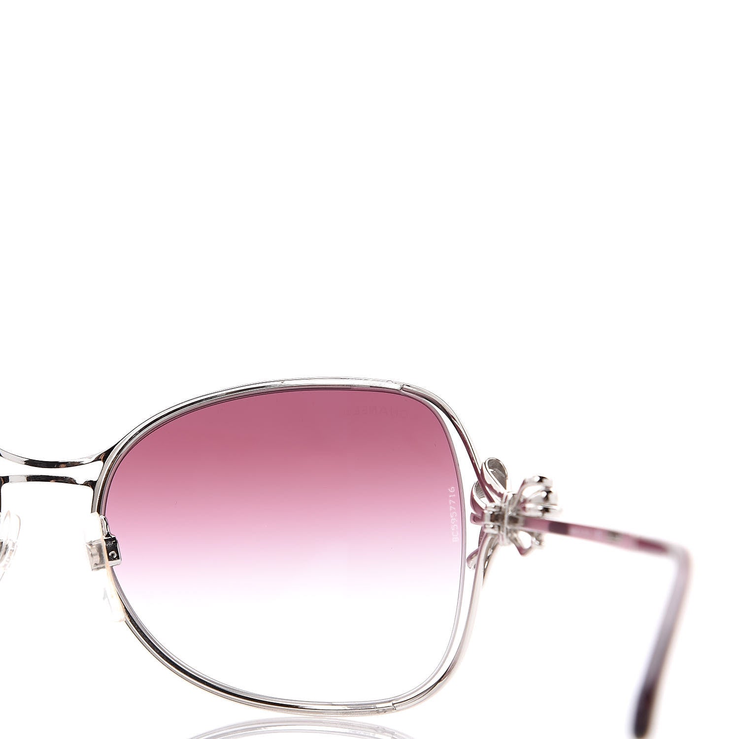 Chanel Butterfly Bow Sunglasses 4180 Silver Burgundy 5 of 8
