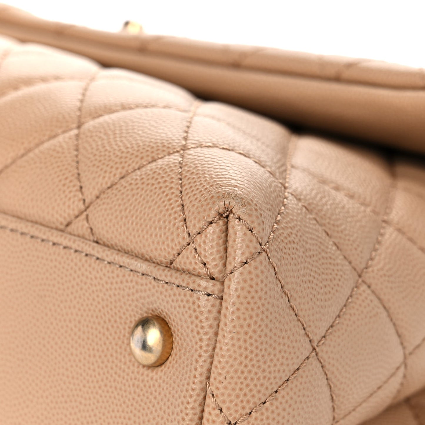 Caviar Quilted Medium Coco Handle Flap Beige