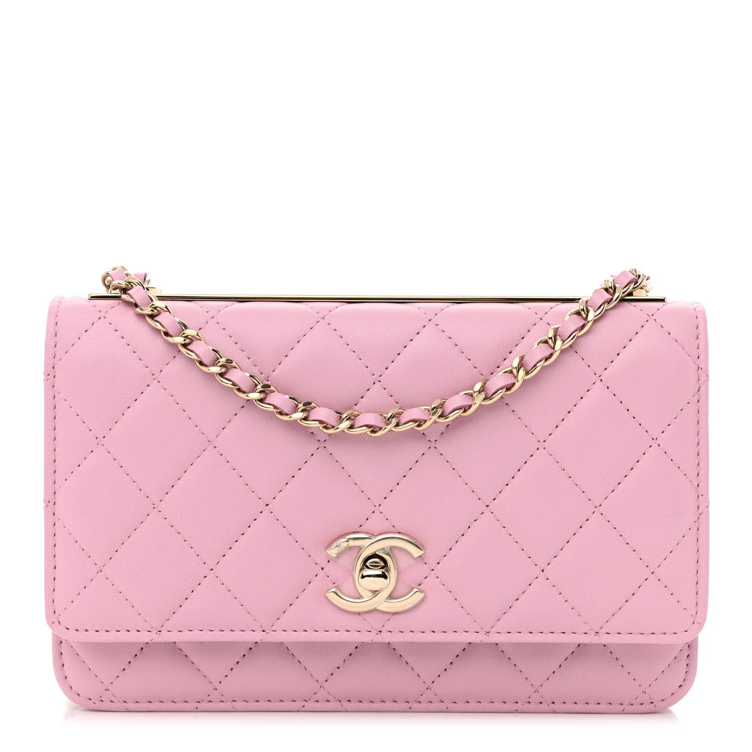 Chanel Lambskin Quilted Trendy CC Wallet On Chain WOC Pink 1 of 12