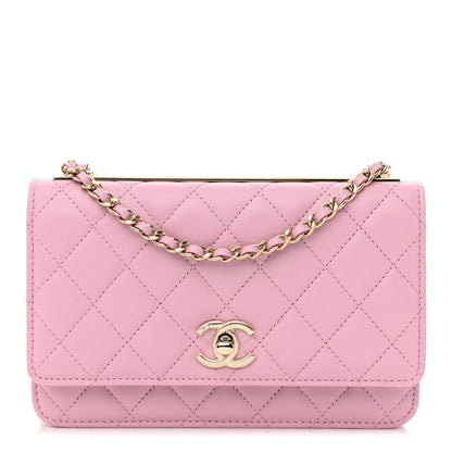 Chanel Lambskin Quilted Trendy CC Wallet On Chain WOC Pink 1 of 12