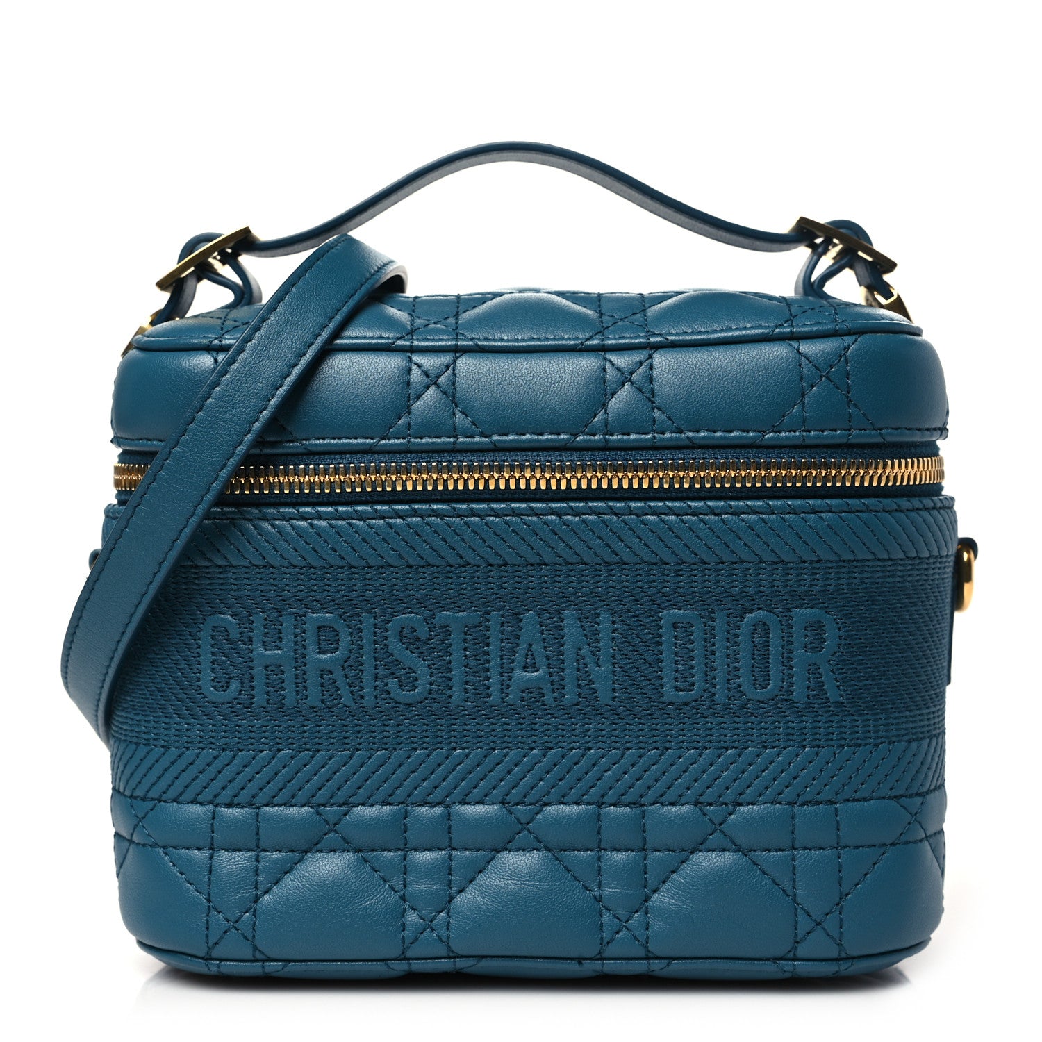 Christian Dior Lambskin Cannage Small Diortravel Vanity Case Deep Ocean 1 of 11