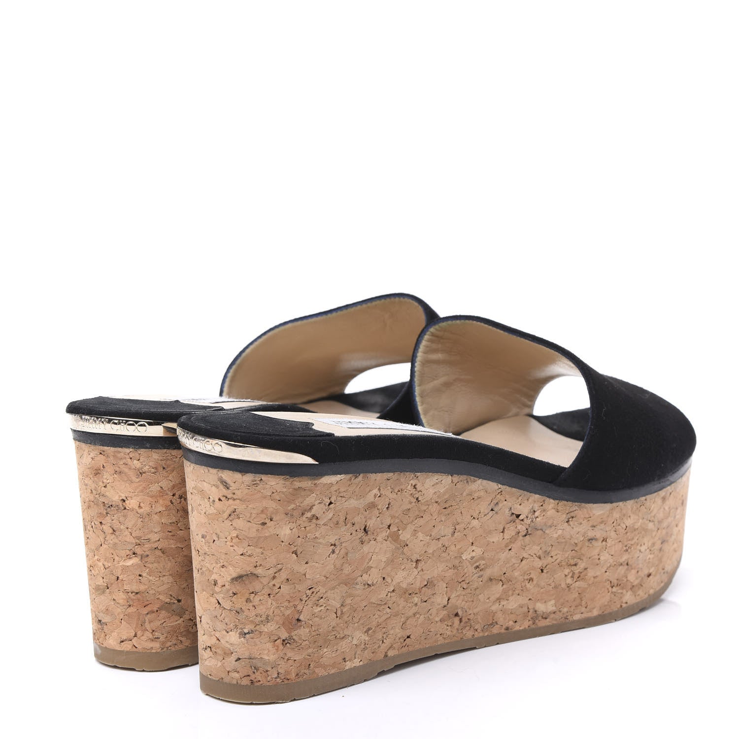 Jimmy Choo Suede Cork DeeDee Platform Wedge Slide Sandals 40 Black 4 of 9