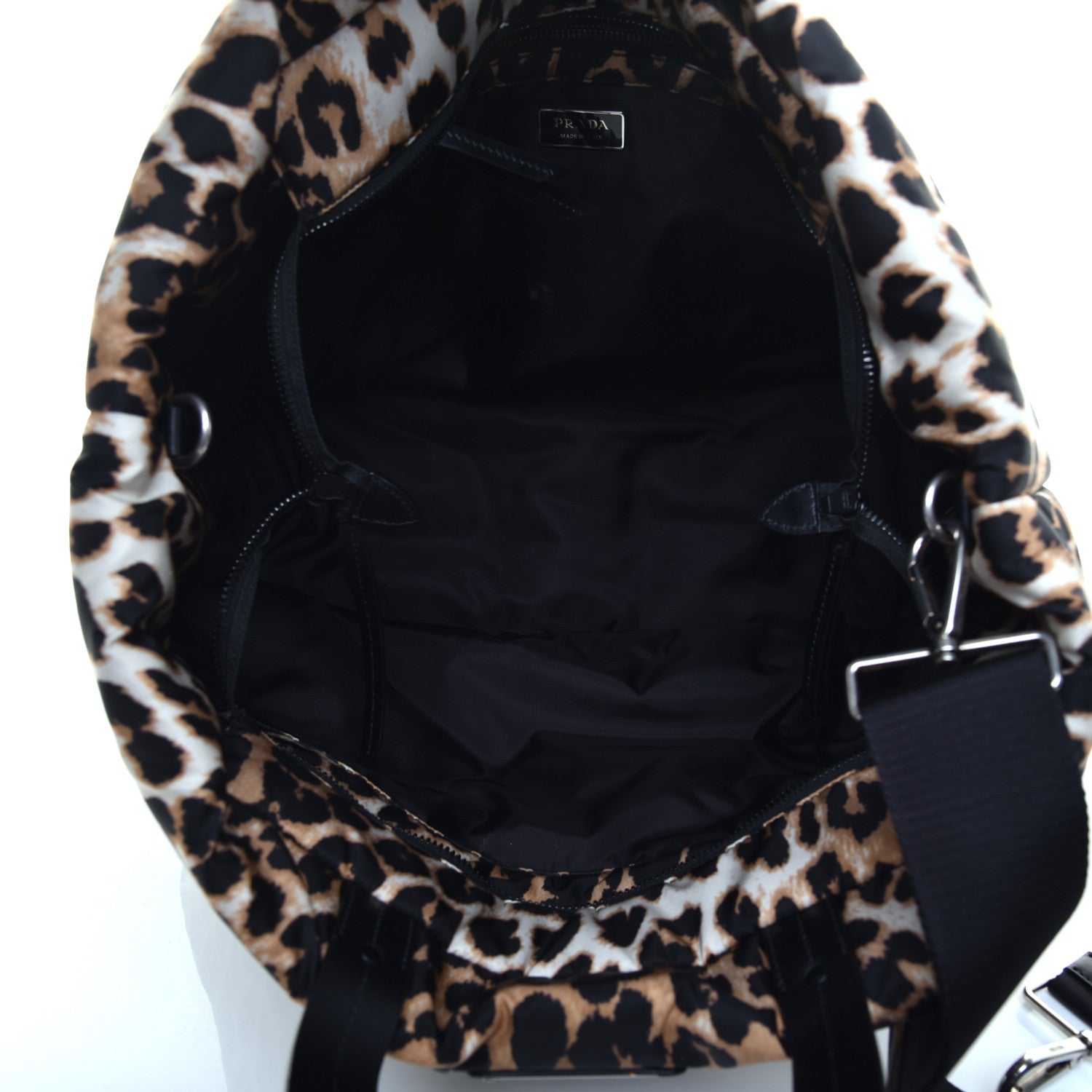 Prada Tessuto Nylon Leopard Print Shopping Tote Avorio 5 of 8
