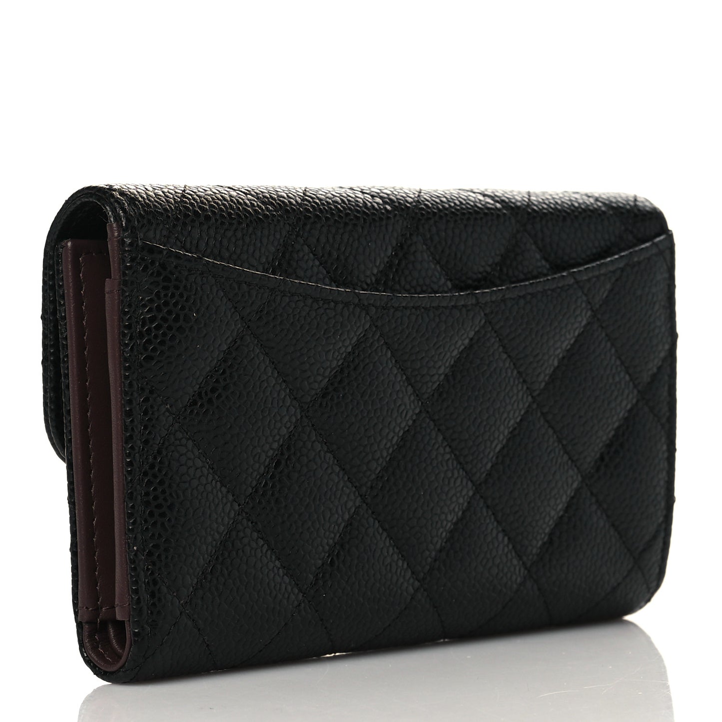 Caviar Quilted Medium Flap Wallet Black