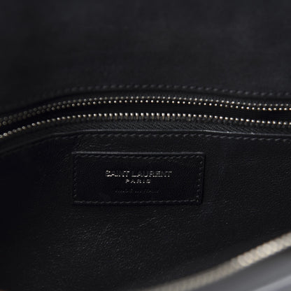 Saint Laurent Suede Crocodile Embossed Small Sac De Jour Black 8 of 11