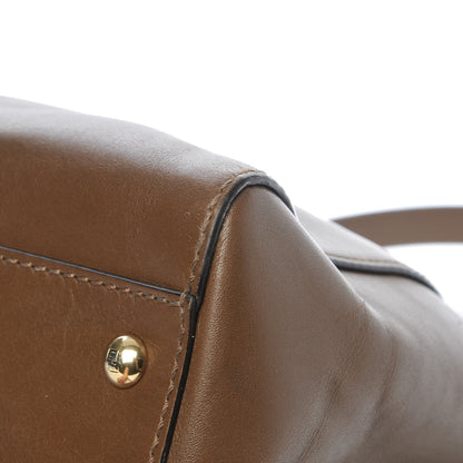 Fendi Vitello Morgan Fabric Jacquard Pequin Large Peekaboo Iconic Satchel Foresta Tobacco Black 15 of 16