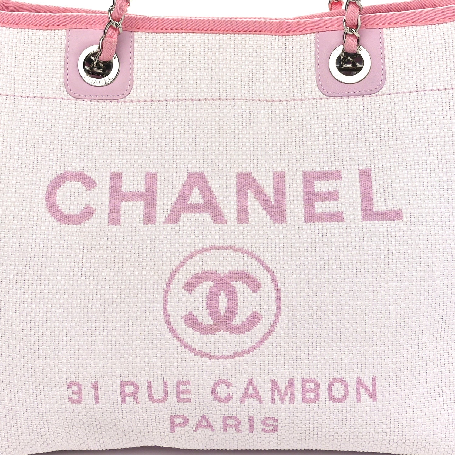 Chanel Woven Straw Raffia Small Deauville Tote Pink 8 of 10