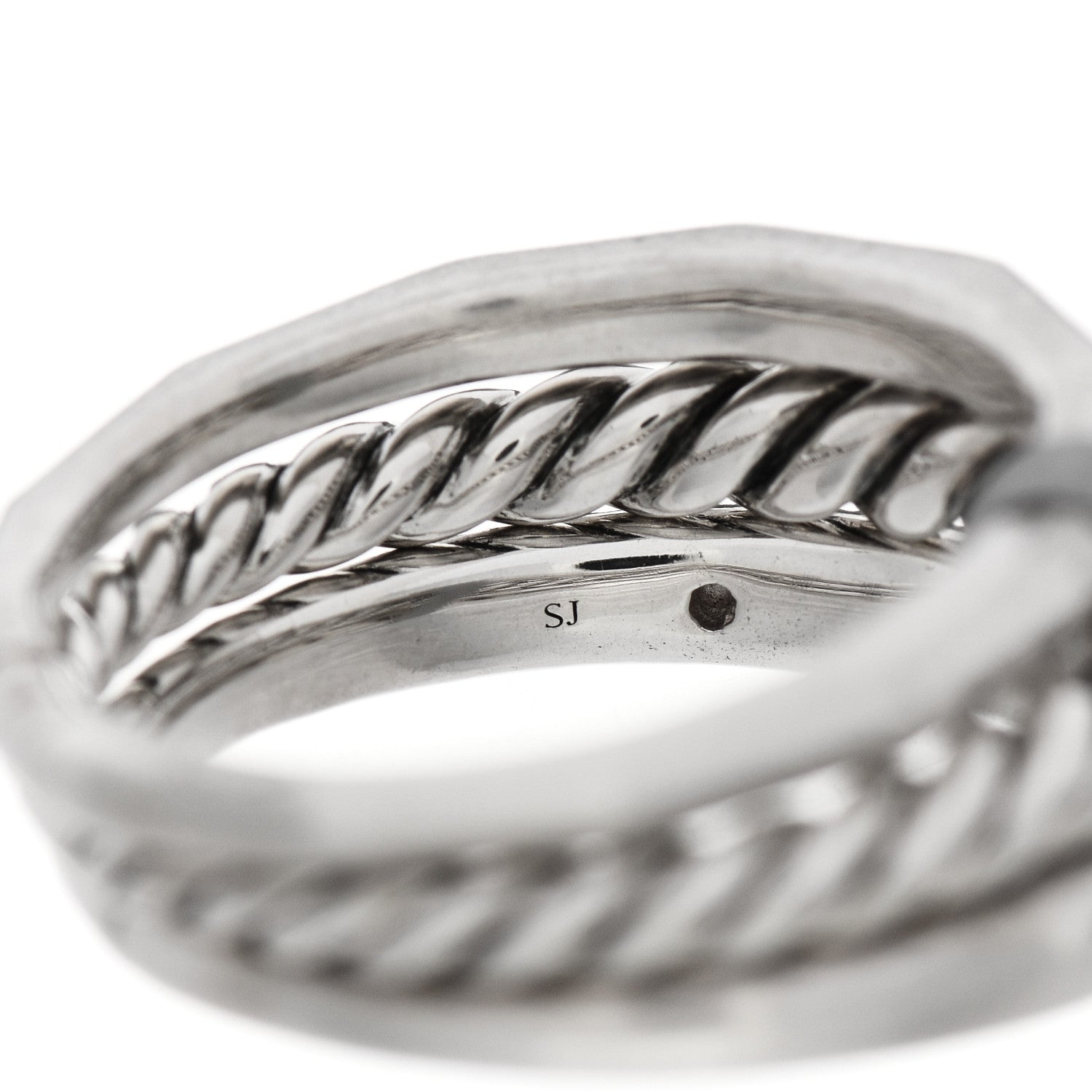 David Yurman Sterling Silver Diamond 9mm Stax Narrow Ring 54 7 3 of 4