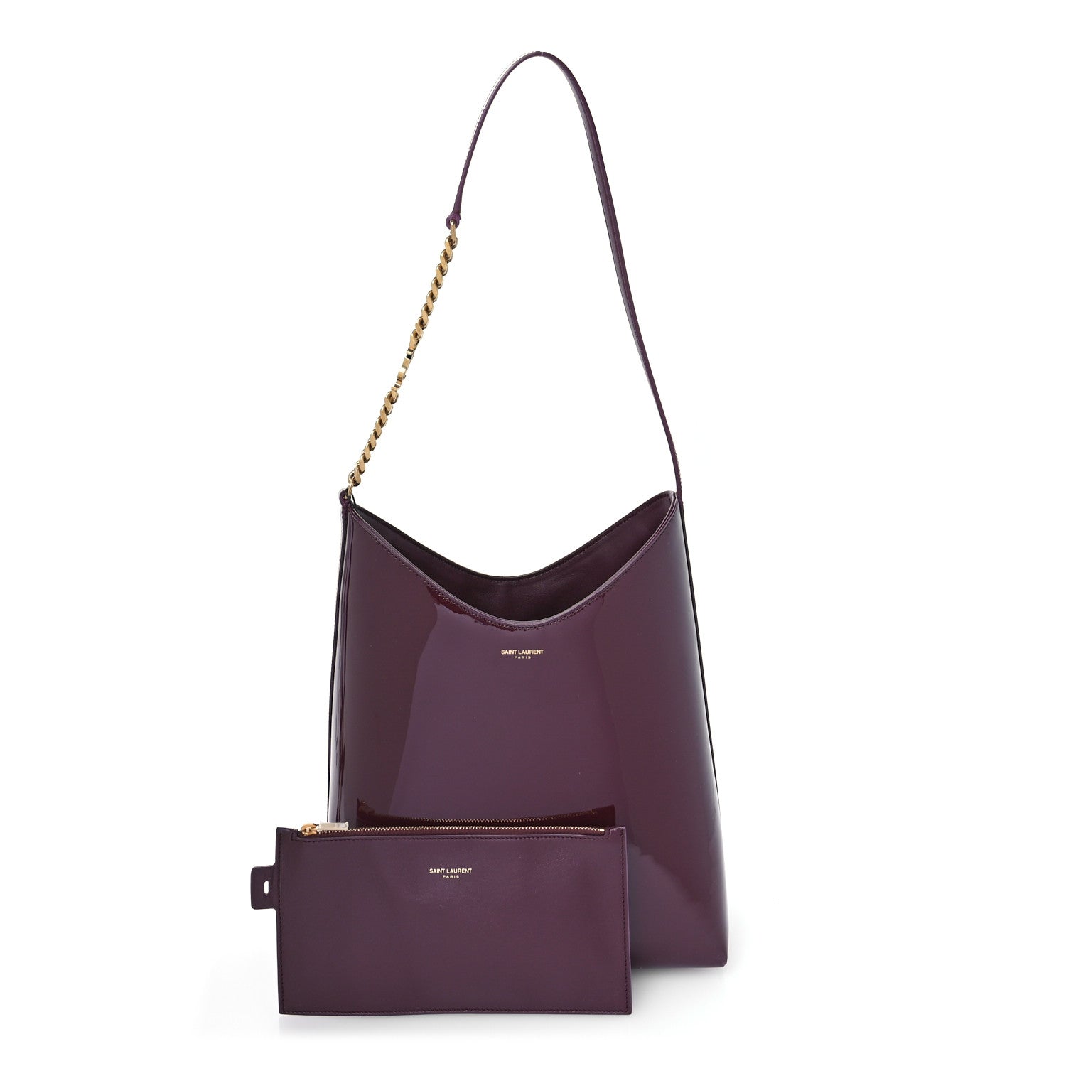 Saint Laurent Patent Calfskin Rendez-Vous Hobo Dark Red Wine 3 of 11